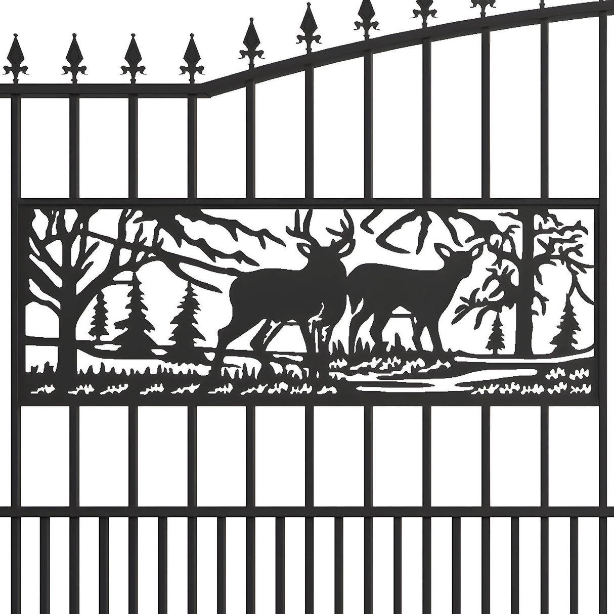 18.7' × 7.1' Powder-Coated Dual-Swing Driveway Gate with Deer Design