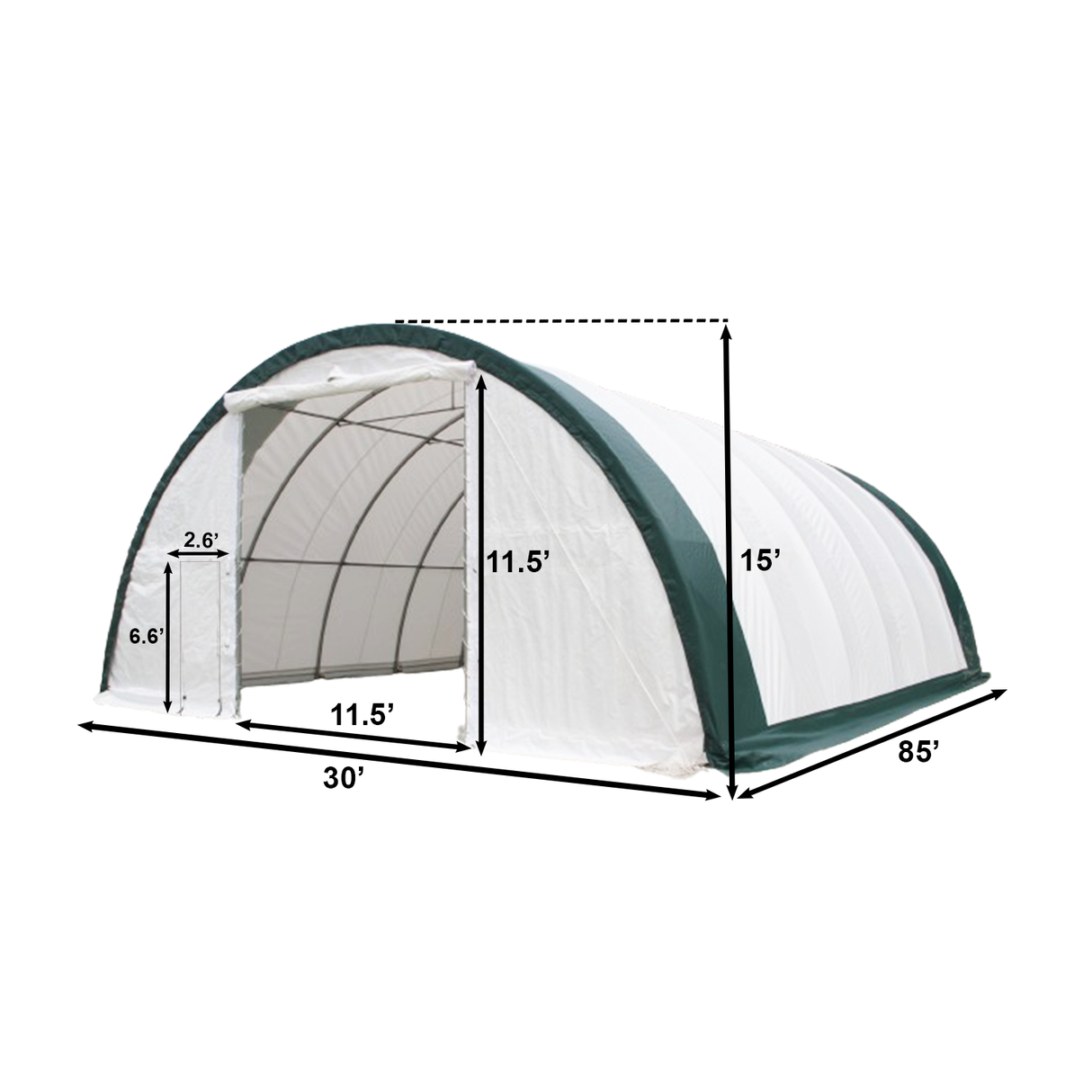 Gold Mountain 30' × 85' × 15' Single-Truss Arch Storage Shelter with Dual Pull-Up Doors