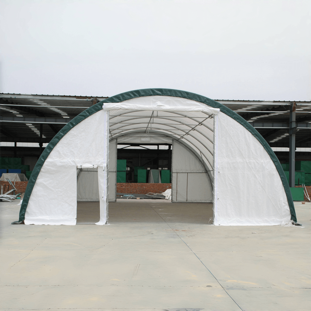 Gold Mountain 30' × 85' × 15' Single-Truss Arch Storage Shelter with Dual Pull-Up Doors