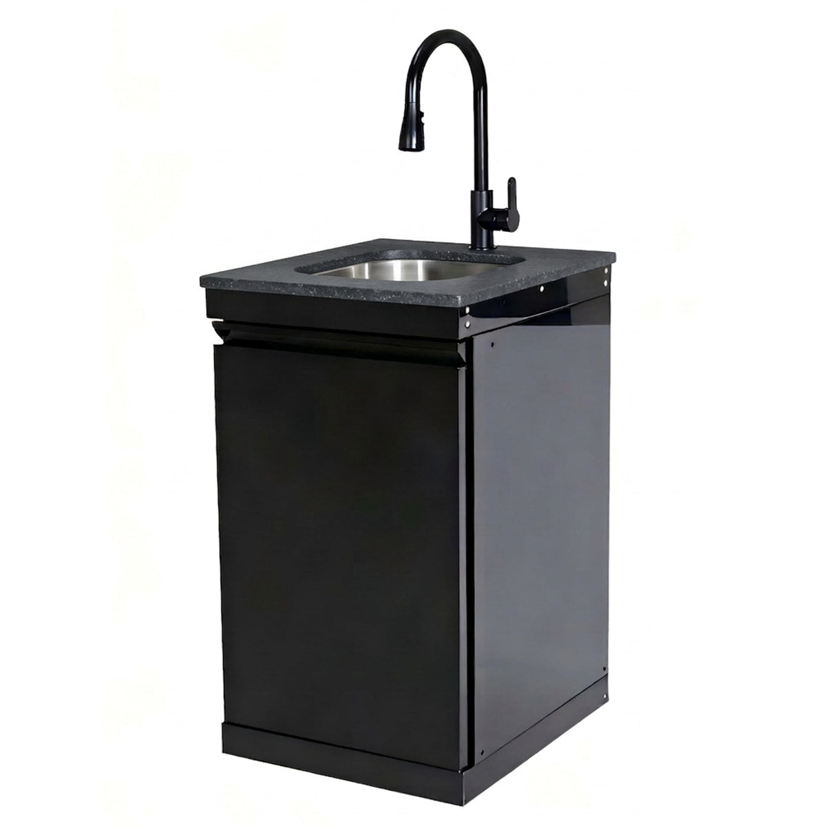 20" Stainless Steel Outdoor Sink Cabinet with Faucet & Lockable Storage – Black