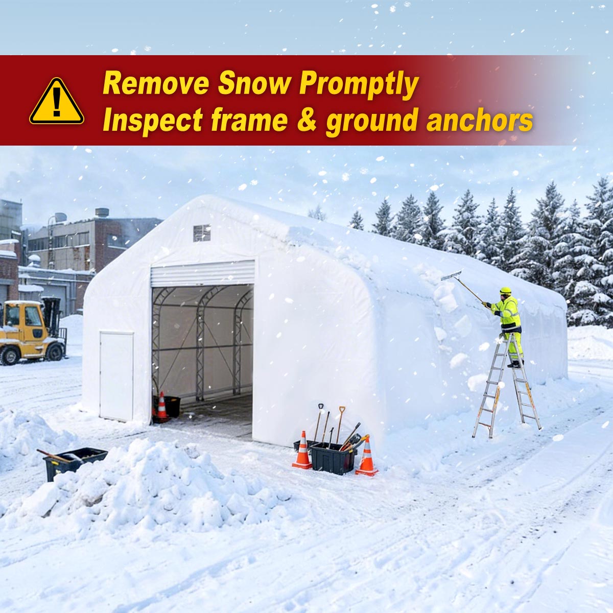 50' × 100' × 23' Double-Truss Storage Shelter