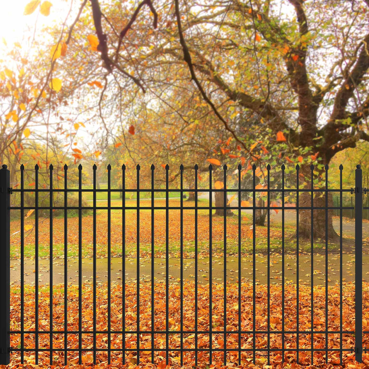 Greatbear 300 Linear Ft. Galvanized-Steel 4-Rail Fence Package – 30 Panels