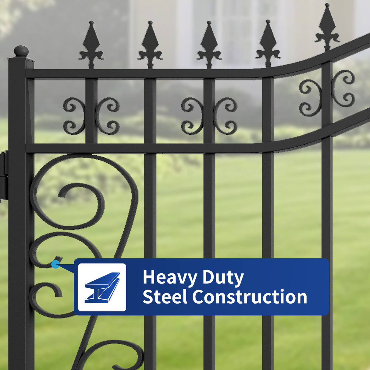 16' × 8' Hot-Dip Galvanized-Steel Dual-Swing Driveway Gate with Star Pattern