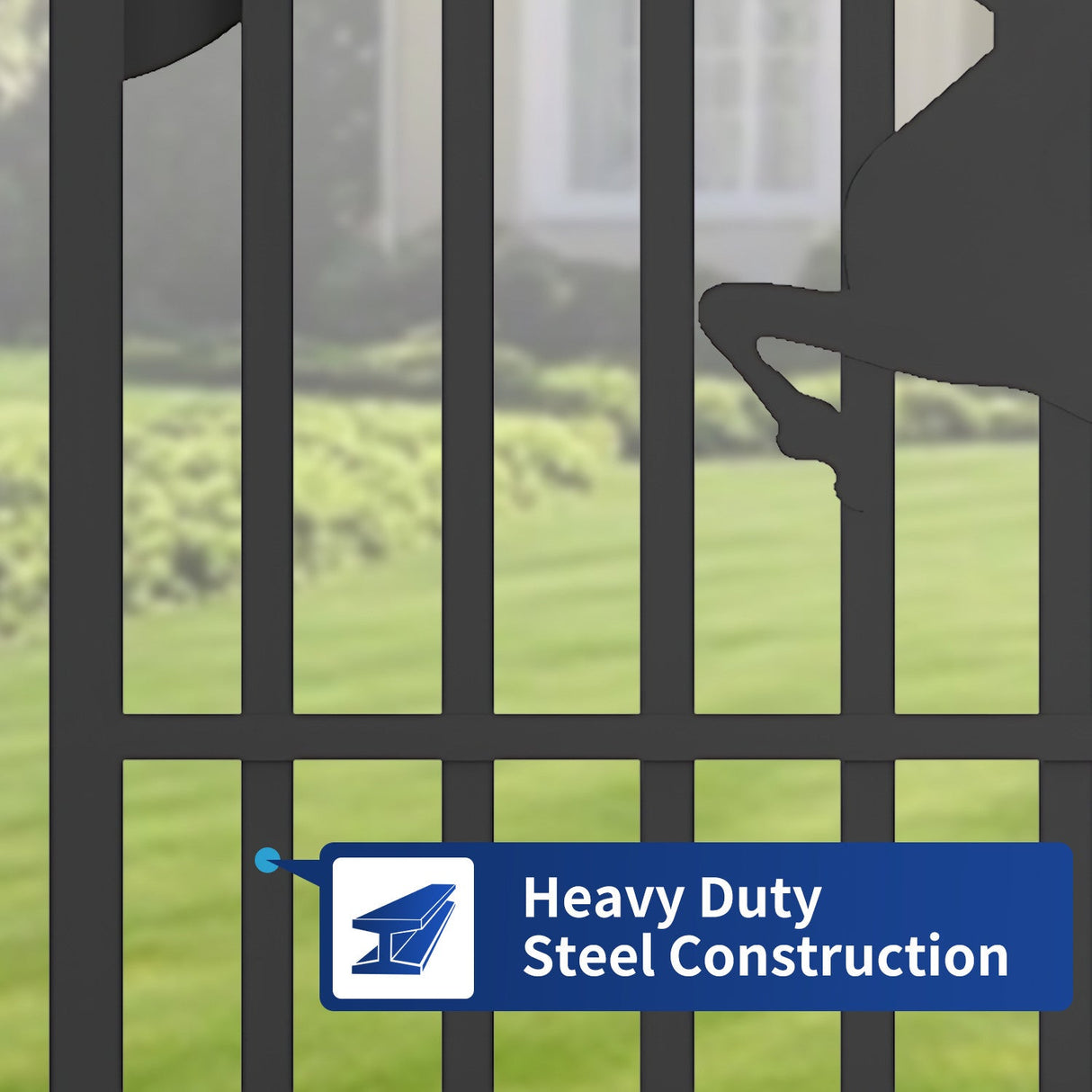 20' × 8' Powder-Coated Iron Dual-Swing Driveway Gate with Deer Motif