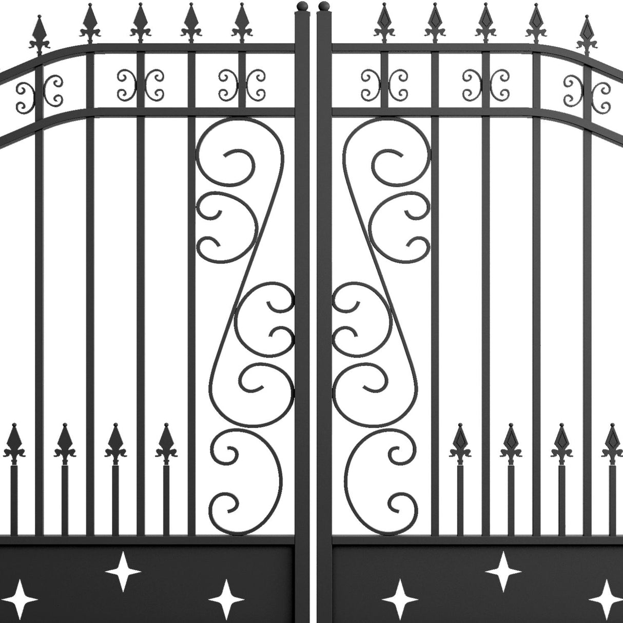16' × 8' Hot-Dip Galvanized-Steel Dual-Swing Driveway Gate with Star Pattern