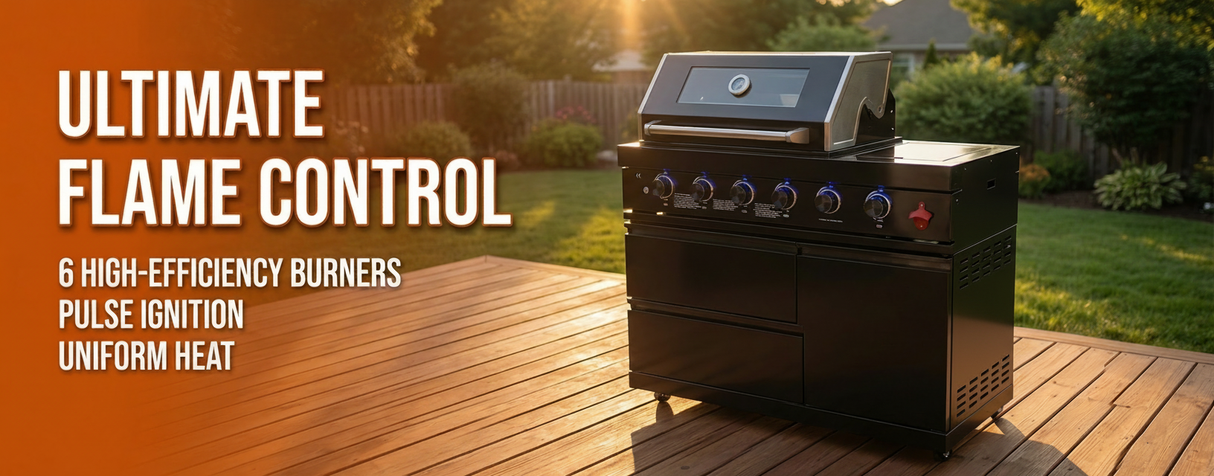 46" 4-Burner Outdoor Kitchen Grill with Side Burner – Black