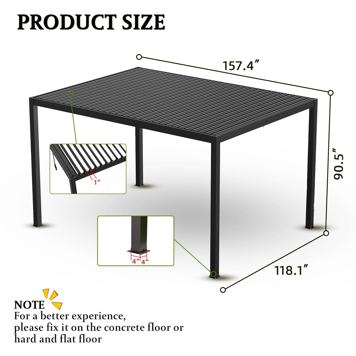 Adjustable Louvered Pergola with Hand Crank & Drainage System – Black