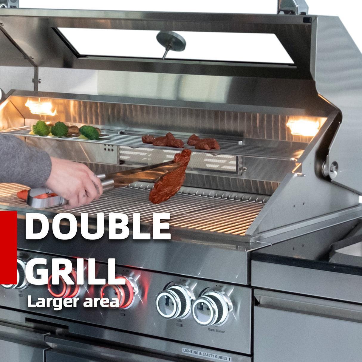 125" 107,000 BTU Outdoor Kitchen with 4-Burner Grill, Pizza Oven & Refrigerator