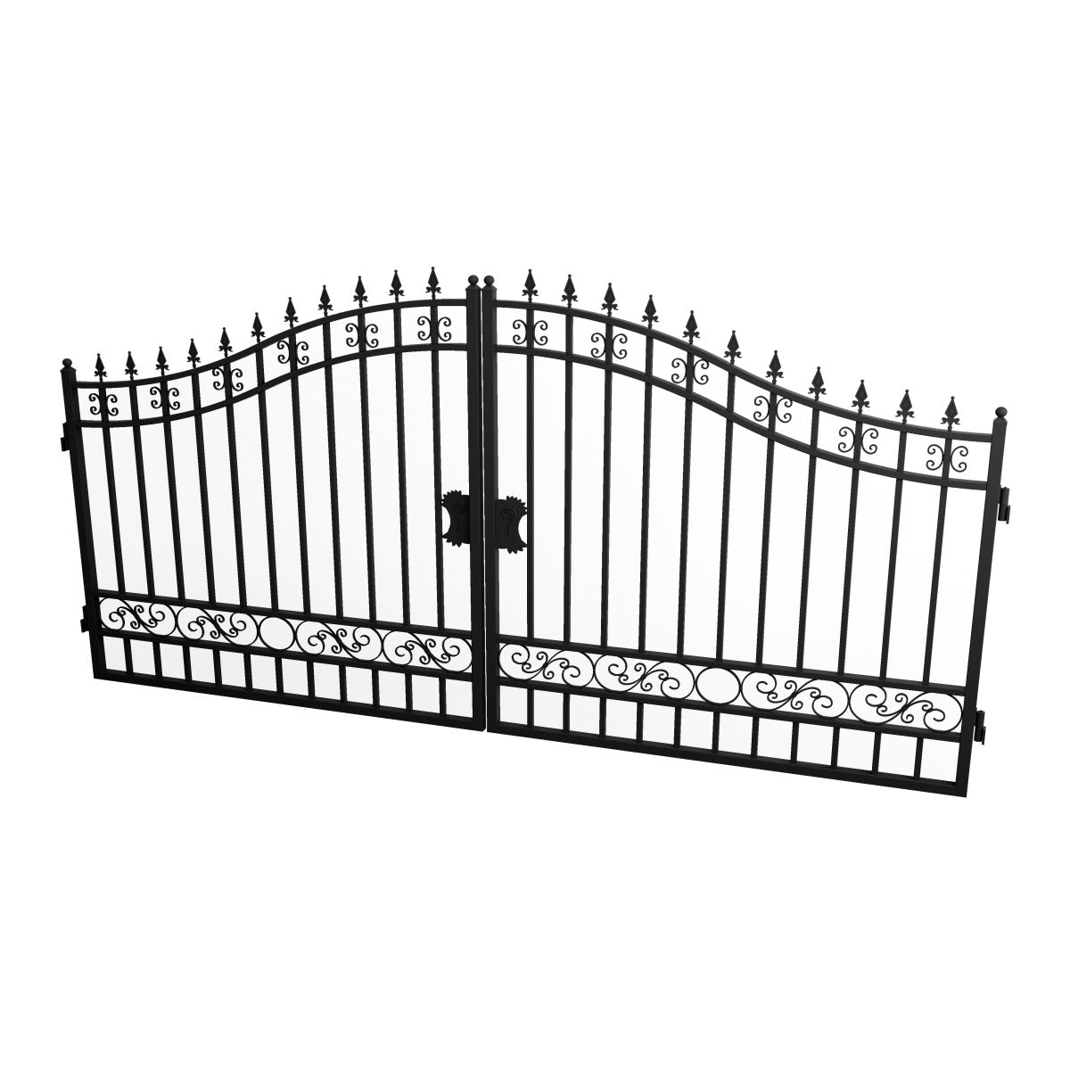 14' × 8' Steel Dual-Swing Driveway Gate with Deer Motif – Black