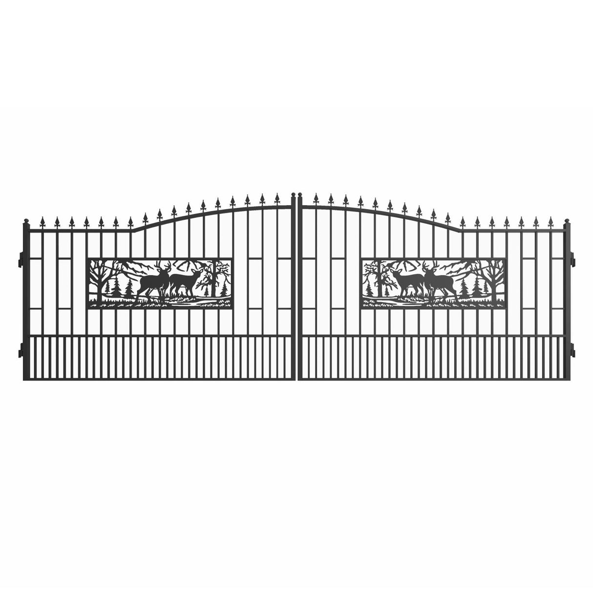 18.7' × 7.1' Powder-Coated Dual-Swing Driveway Gate with Deer Design
