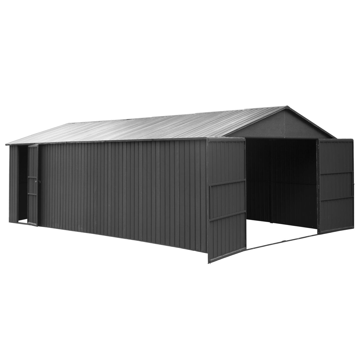 12' × 25' Extra-Large Outdoor Metal Garage Shed & Enclosed Carport