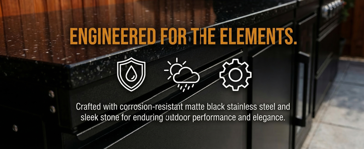 104" Stainless Steel Outdoor Kitchen Island with 4-Burner Grill, Beverage Cooler & Sink – Black