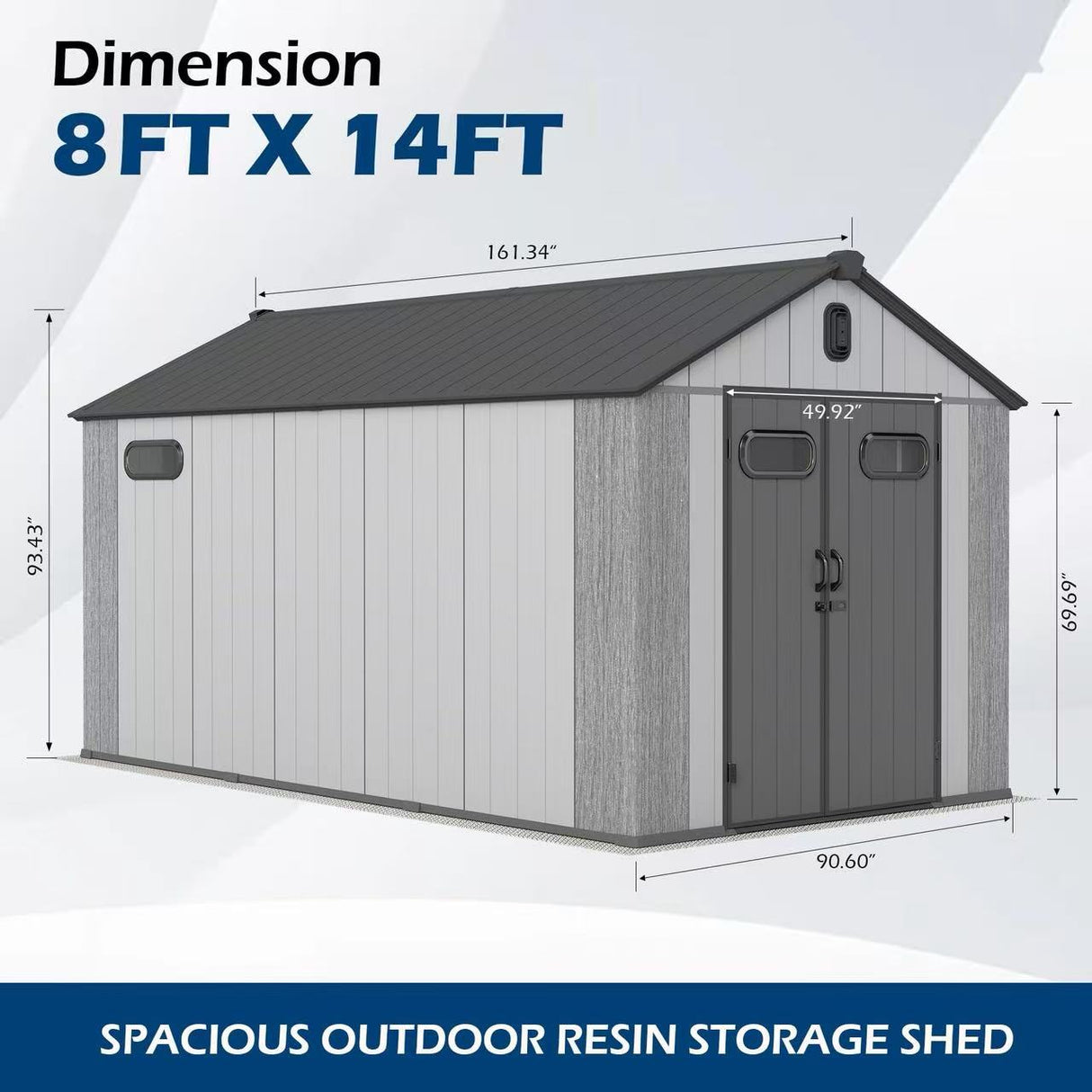 8' × 14' Resin Outdoor Storage Shed with Carpeted Interior
