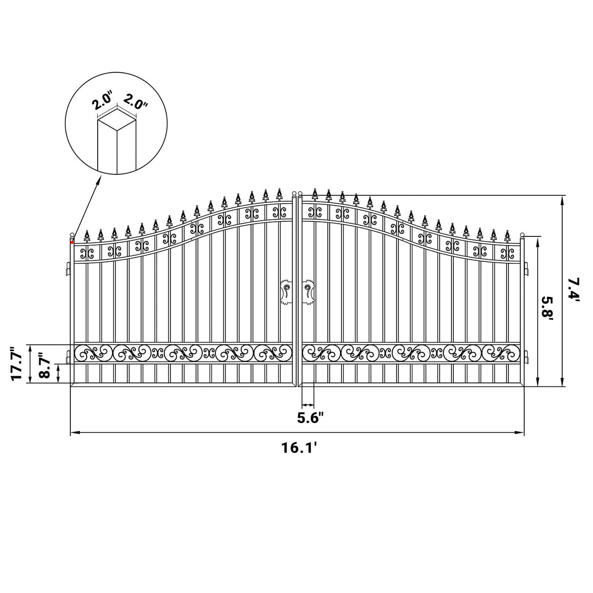 16' × 8' Minimalist Dual-Swing Metal Driveway Gate