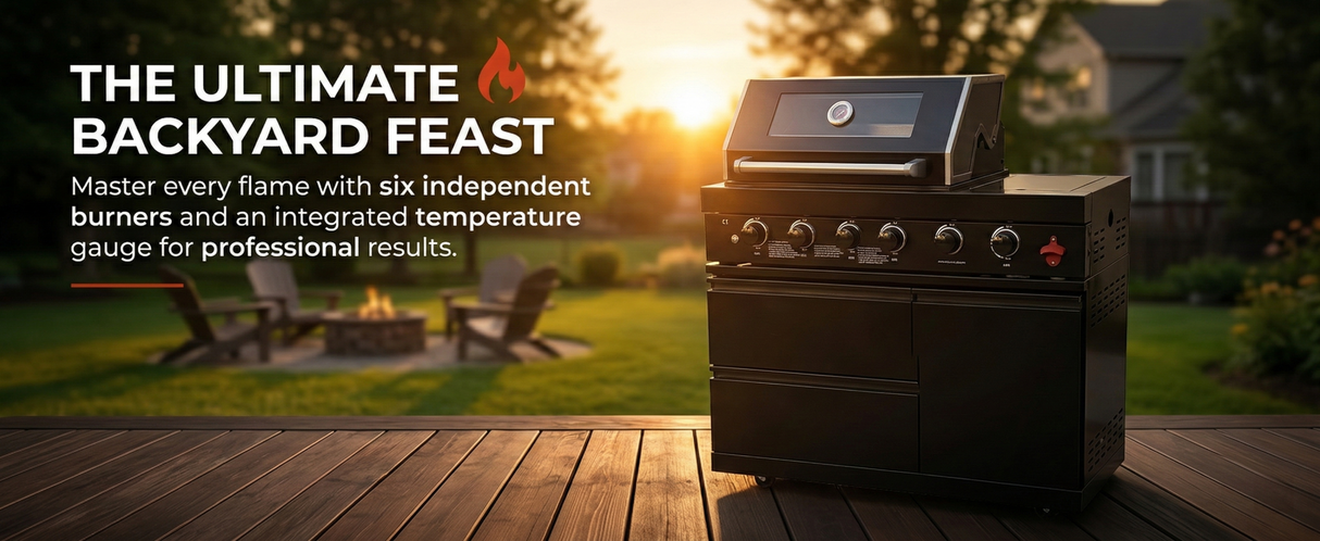 46" Modular Black Stainless Steel Grill Station with 4 Burners & Side Burner