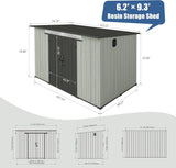 6' × 9' Outdoor Resin Storage Shed with Windows, Skylight & Ventilation