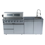 6-Burner 85,000 BTU Stainless Steel Outdoor Kitchen Island with Sink & Storage – Silver