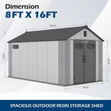 8' × 16' Resin Outdoor Storage Shed with Carpeted Interior