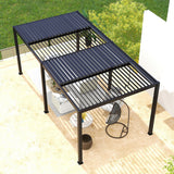 Premium Adjustable Aluminum Louvered Pergola with Integrated Drainage – Black