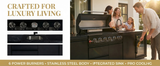102" 85,000 BTU Outdoor Kitchen with 6-Burner Grill, Refrigerator & Sink – Black