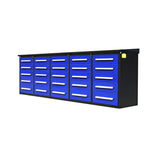 10' Heavy-Duty 25-Drawer Steel Workbench – Stationary