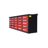 10' Heavy-Duty 25-Drawer Steel Workbench – Stationary