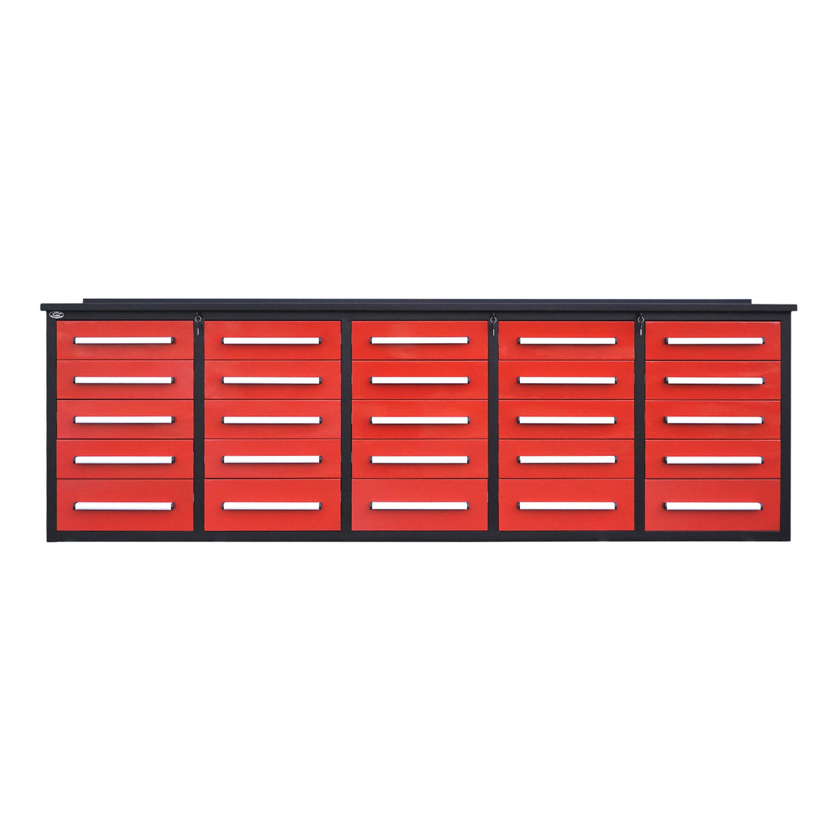 10' Heavy-Duty 25-Drawer Steel Workbench – Stationary