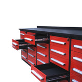 10' Heavy-Duty 25-Drawer Steel Workbench – Stationary