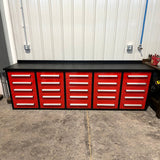 10' Heavy-Duty 25-Drawer Steel Workbench – Stationary