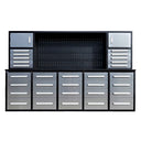 10' Workbench Cabinet with 30 Drawers, 2 Cabinets & Pegboard