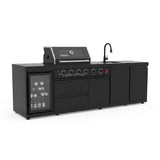 104" Stainless Steel Outdoor Kitchen Island with 4-Burner Grill, Beverage Cooler & Sink – Black