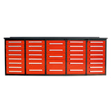10' 35-Drawer Workbench Storage Cabinet with Stainless-Steel Top