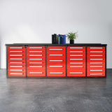 10' 35-Drawer Workbench Storage Cabinet with Stainless-Steel Top