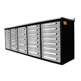 10' 35-Drawer Workbench Storage Cabinet with Stainless-Steel Top
