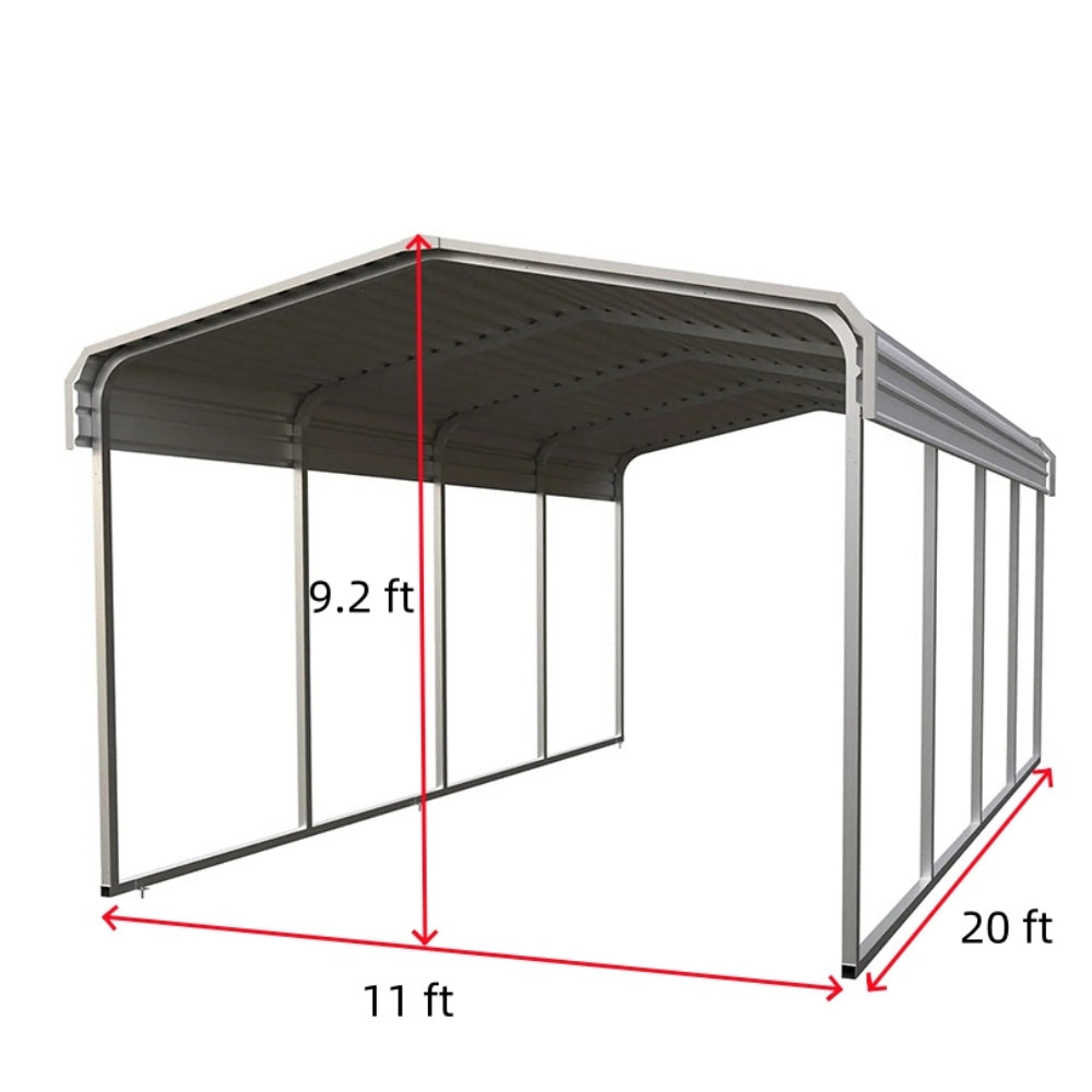 Chery Industrial 11' × 20' Heavy-Duty Metal Carport – Cream