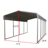 Chery Industrial 11' × 20' Heavy-Duty Metal Carport – Cream