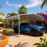 Chery Industrial 11' × 20' Heavy-Duty Metal Carport – Cream