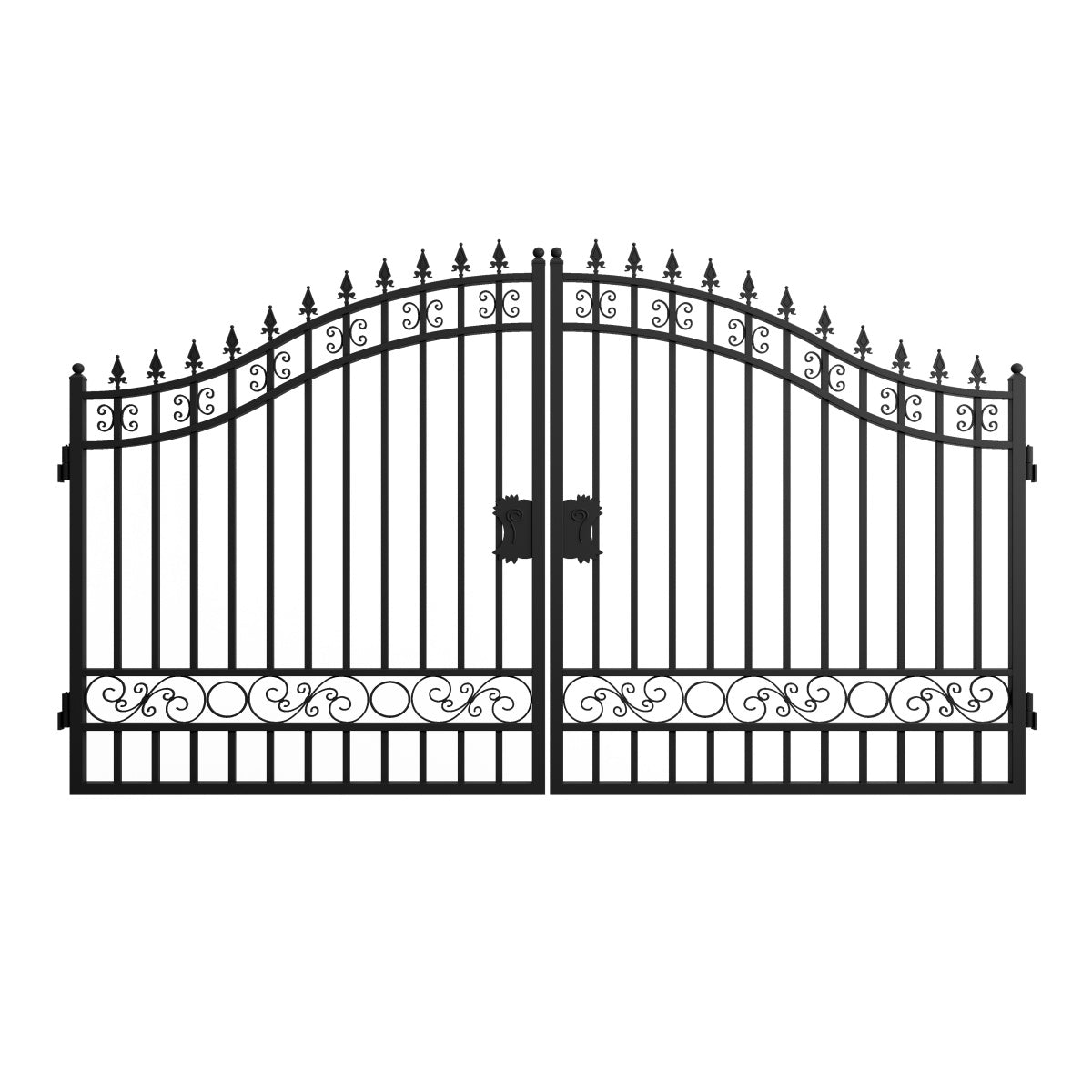 12' × 8' Horse-Pattern Galvanized-Steel Dual-Swing Driveway Gate