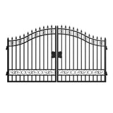 12' × 8' Horse-Pattern Galvanized-Steel Dual-Swing Driveway Gate