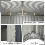 12 x 9.8 Feet Outdoor Storage Shed with Lockable Door and Pitched Roof-Gray