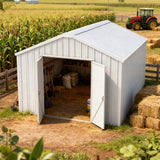 Chery Industrial 12' × 20' Heavy-Duty Metal Garage Shed – Cream