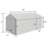 Chery Industrial 12' × 20' Heavy-Duty Metal Garage Shed – Cream