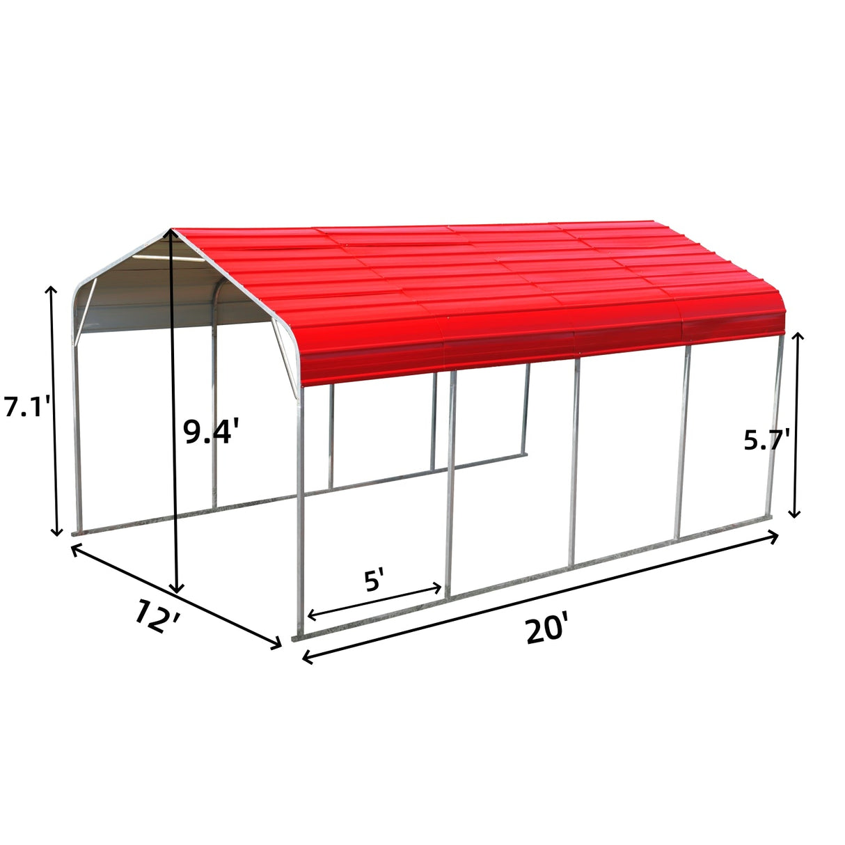 12' × 20' Heavy-Duty Galvanized-Steel Garage Carport