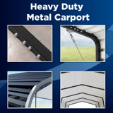 12' × 30' Heavy-Duty Metal Carport with Corrugated Steel Roof
