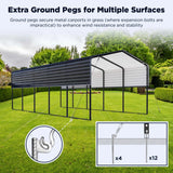 12' × 30' Heavy-Duty Metal Carport with Corrugated Steel Roof