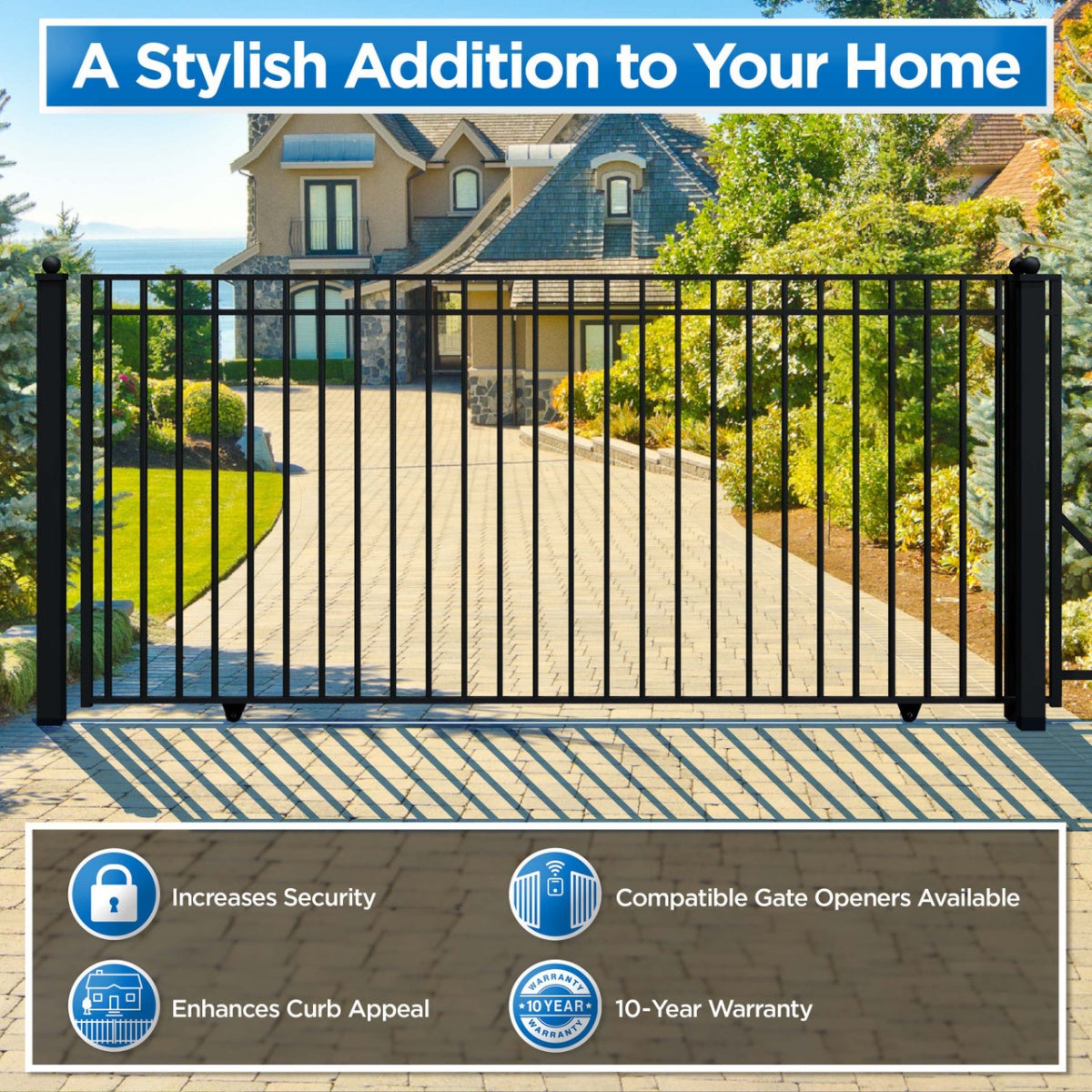 ALEKO 12' × 6' Galvanized-Steel Sliding Driveway Gate
