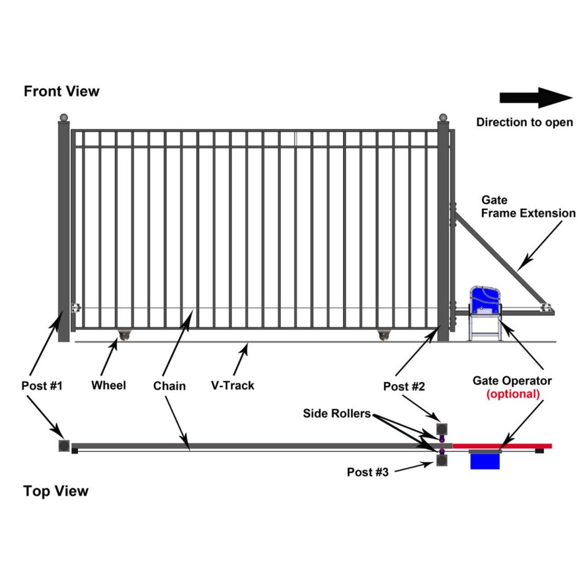 ALEKO 12' × 6' Galvanized-Steel Sliding Driveway Gate
