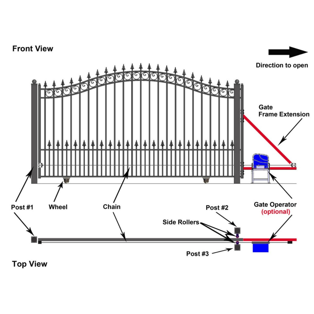 ALEKO 12' × 6' Galvanized-Steel Sliding Driveway Gate