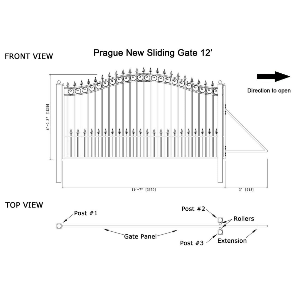 ALEKO 12' × 6' Galvanized-Steel Sliding Driveway Gate