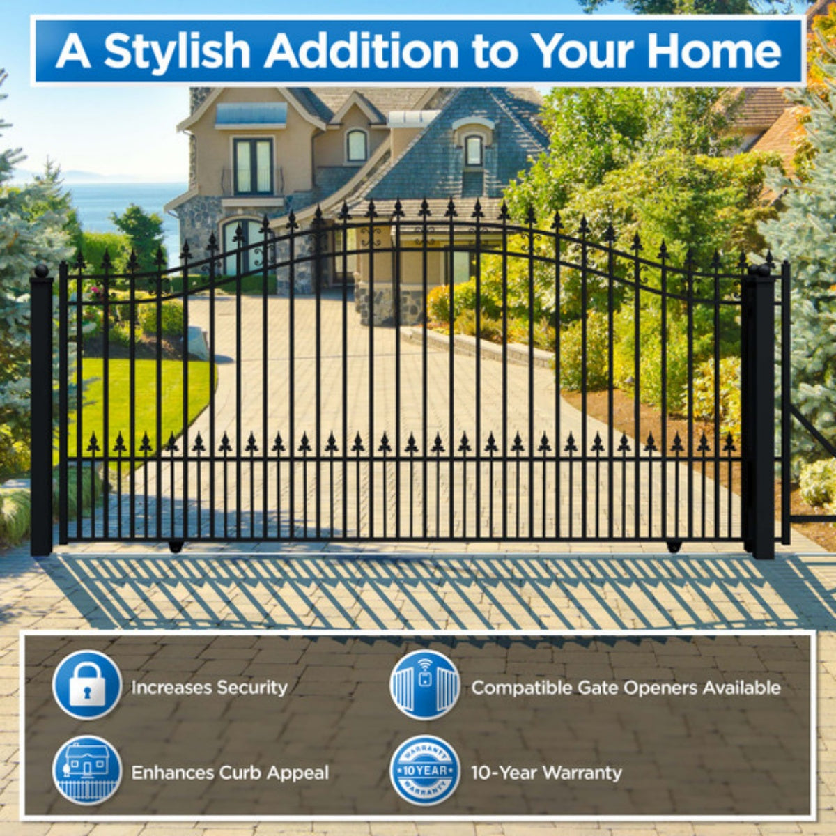 ALEKO 14' × 6' Galvanized-Steel Sliding Driveway Gate